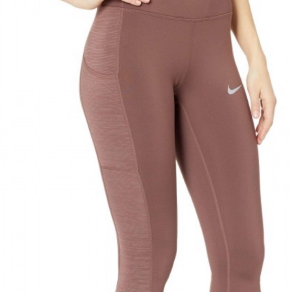 Nike Racer Warm Running Tights Leggings Brown Size L - Picture 3 of 12